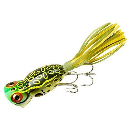 Arbogast Hula Popper Topwater Popper, 2 14, 58 Oz Bullfrog, Floating G750-509